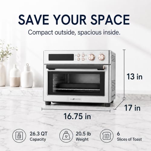 Infrared Heating 26.3 QT Air Fryer Toaster Oven (Brushed Stainless Steel Finish)
