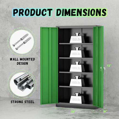 Metal Storage Cabinet (Black Green / 72")