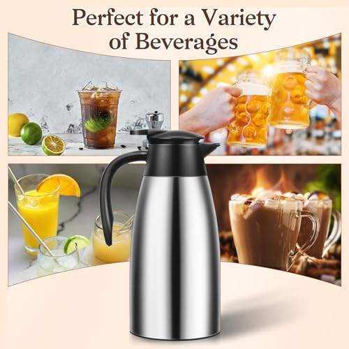 2 PCS 68 OZ Thermal Coffee Carafe (Silver / 68 oz)