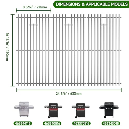16 15 16" Grill Grates for Charbroil Advantage 4 Burner 463344116 463343015 463344015 463240015 463340516 (16-15/16" D x 24-15/16" W)