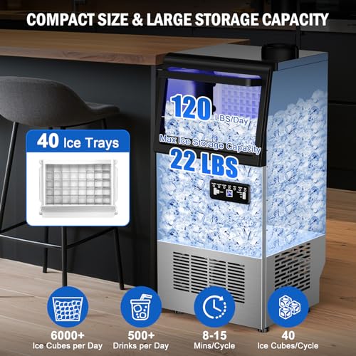 120 lbs Commercial Ice Maker Undercounter 5 Gal Jug Self