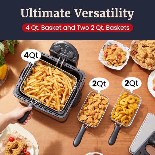4.5Qt Immersion Deep Fryer (3 Baskets / Black)