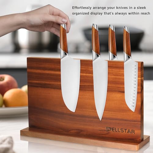 Extra Large Acacia Magnetic Knife Block 16x10 Inches (XXL)