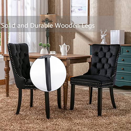 Black Velvet Dining Chairs Set of 4 (Black)