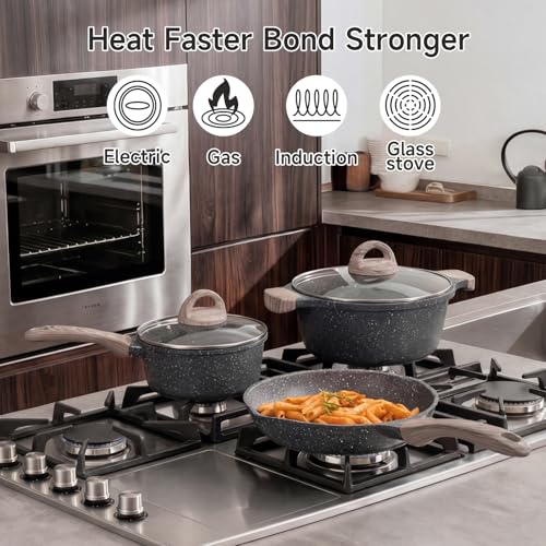 Pots and Pans Set Non Stick 23pcs (23 pcs Grey)