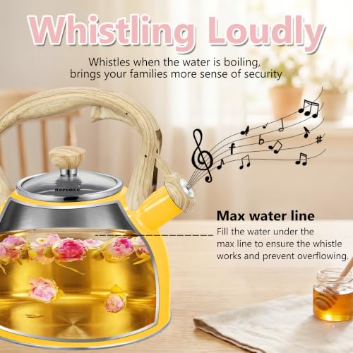 Whistling Tea Kettle for Stove Top (Yellow)