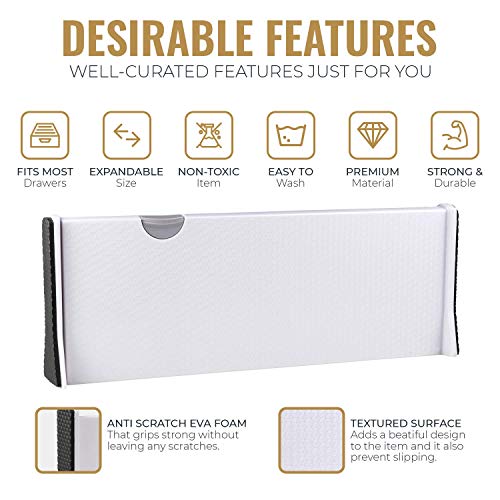 White Expandable Drawer Dividers (2.5" Tall, 13"-22" Long)