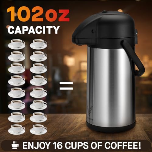 Airpot Coffee Dispenser with Pump (102 Ounces / 2 Pack)
