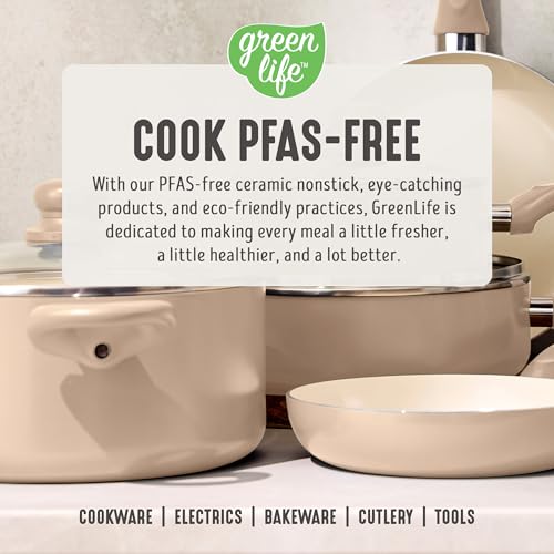 2QT Ceramic Nonstick Saucepan with Lid (2 Quarts / Beige Taupe)