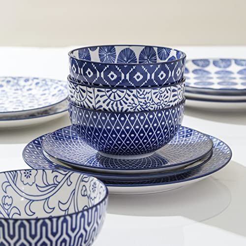 Ceramic Dinnerware Sets (Vintage Blue / 16 Pieces)