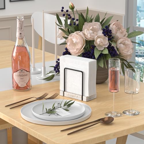 Napkin Holder for Table (Black/Farmhouse White / 5.78 x 2.51 x 5.04 inches)