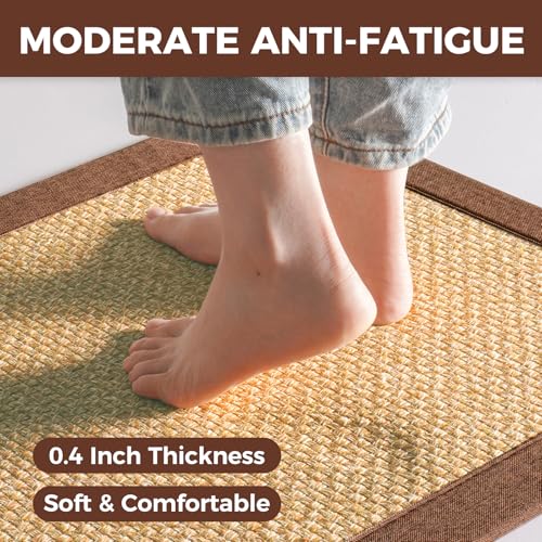 Kitchen Rugs Non Slip Washable Kitchen Mat Anti Fatigue Brown 17"x47" (5.54 Sq Ft)