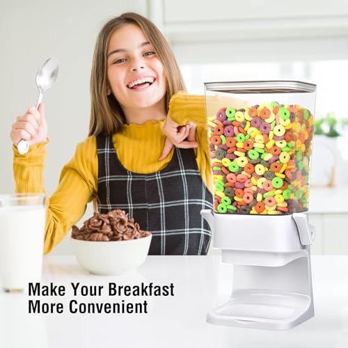 Cereal Dispenser Countertop Large Cereal Containers Storage White (J:White & 3pack / A(Upgrade Materials))