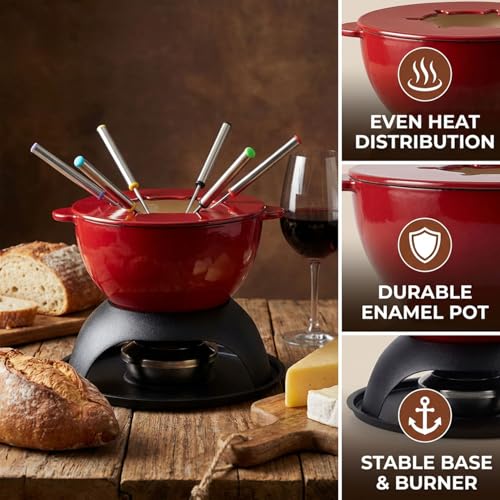Cast Iron Cheese Fondue Pot Set