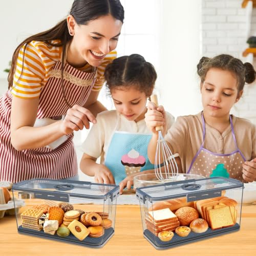 2PCS Bread Boxes (Grey-Small-2PCS)