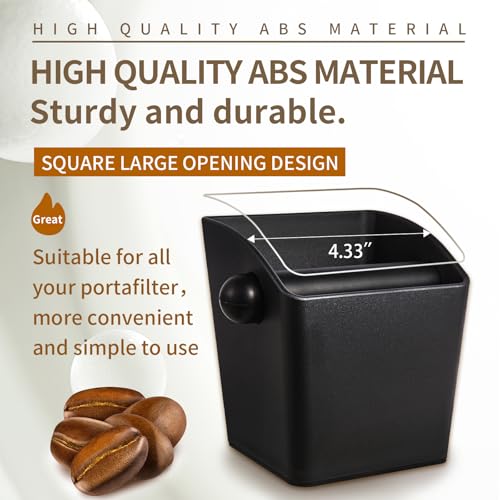 Espresso Knock Box Square High Side Wall Splash Prevention Design Knock Box Shock Absorbing Non Slip Knock Box Espresso With Removable Knock Bar Espresso Accessories for Home