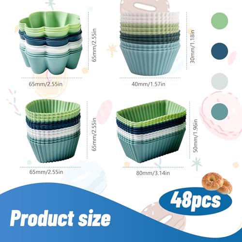 48 Pack Reusable Silicone Muffin Cups
