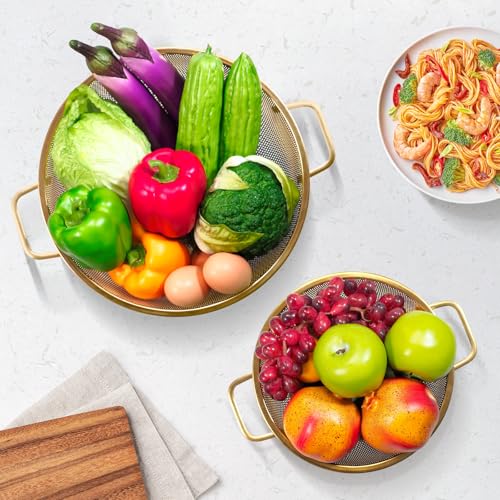 2PCS Gold Strainer for Kitchen (3QT+5QT)