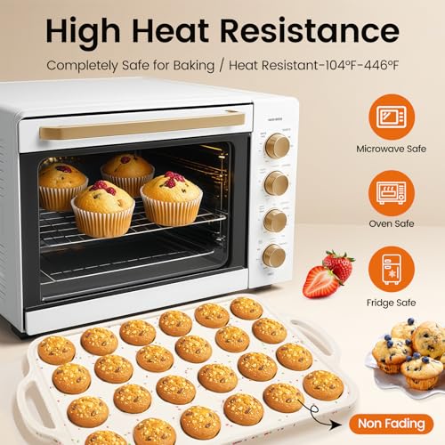 Silicone Mini Muffin Pan With Metal Reinforced Frame (Mini: 24 Cups×1pack)