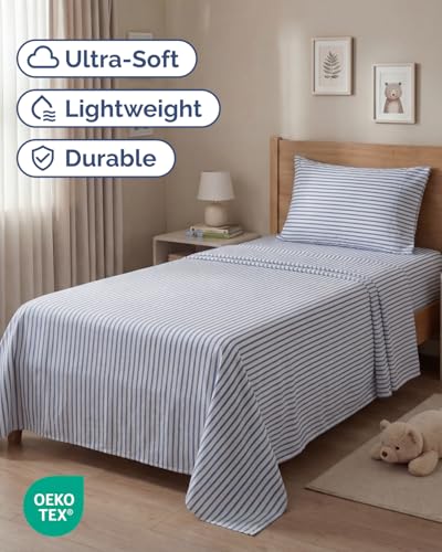 Twin Size 3 Piece Sheet Set (43 - Blue Stripes 2 / Twin)