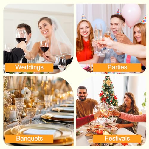 100 Pcs Gold Charger Plates Set Includes 50 Round Chargers 50 Napkin Rings (100PCS （50 Sets）)