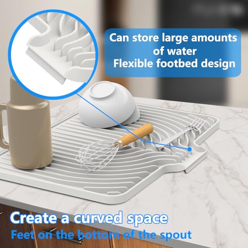 Dish drying mats for kitchen counter (18"×12" / White)