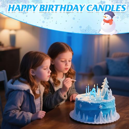 13PCS Snowflake Themed Birthday Candles Number 4 Set (13 Count)
