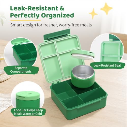 Bento Lunch Box with 8oz Soup Thermo (Green)