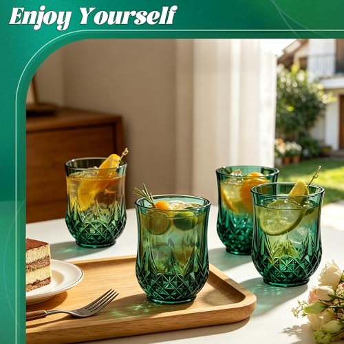 24 Pack Plastic Stemless Wine Glasses (Dark Green)