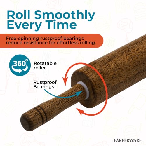 Acacia Wood Dough Rolling Pin (Wood)