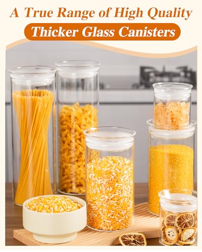 Glass Canisters with Airtight Lids (Clear / 9-50oz 2Pack)