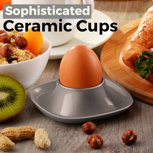 Soft Boiled Egg Cups (4 Pack / Square Style, Gray)