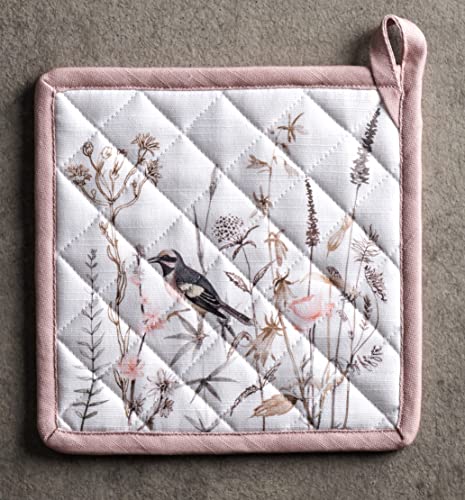 Pot Holders 100% Cotton Potholders (058 - Meadow Florals - Brown / 8" x 8" (Pot Holder Pack of 1))