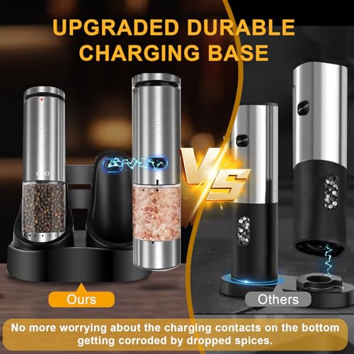 Electric Salt and Pepper Grinder Set USB Rechargeable