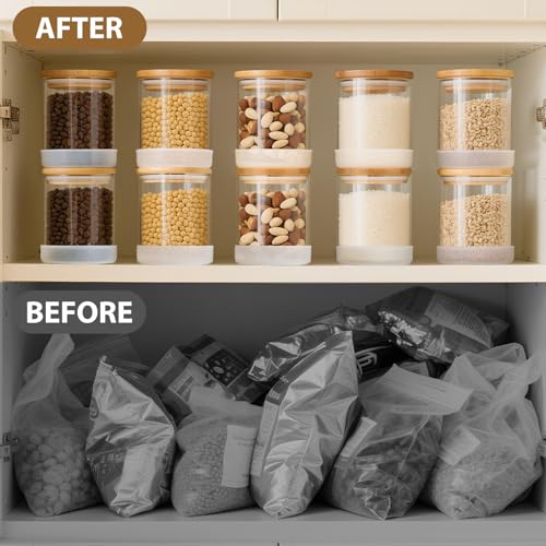 17oz Round Glass Storage Containers with Bamboo Lids (Round/17oz/12pcs / 17oz/12pcs)