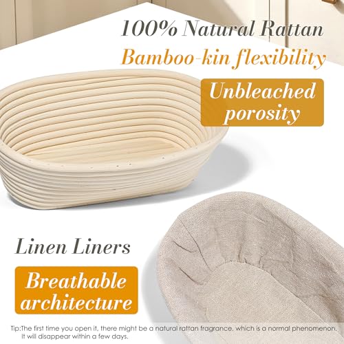 2 Pack Oval Banneton Proofing Basket Set (2 Count)