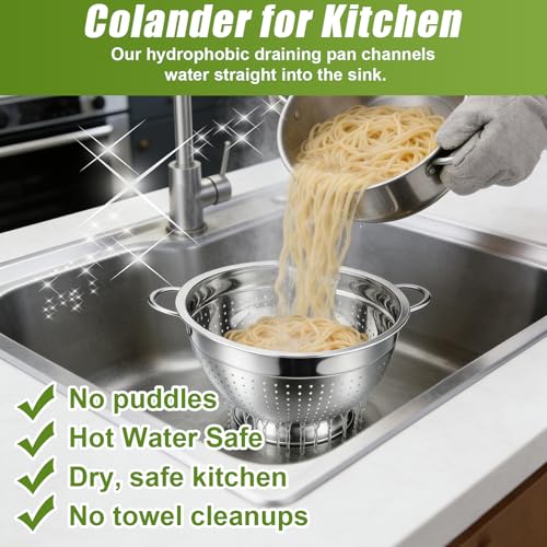 Stainless Steel Colander Set of 3 (3 Sizes Colander Set with Handles)