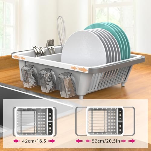 Dish drying rack expandable over the sink