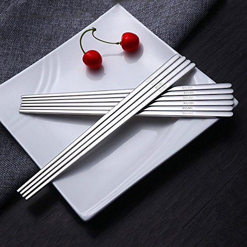 5 Pairs Silver Flat Chopsticks (silver-flat chopstick)
