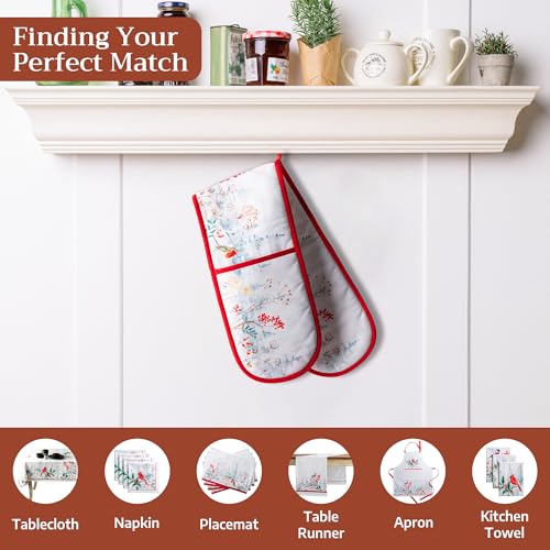 Double Oven Mitts 100% Cotton Double Oven Glove (110 - Morzine / 7" x 35" (Double Oven Mitt))