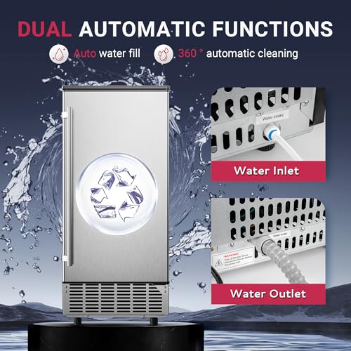Commercial Under Counter Ice Maker with Drain Pump (Steel Silver)