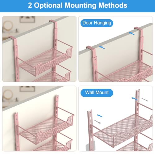 12.3" W Narrow Over the Door Pantry Organizer (Pink / 12.3"W 8-Tier)