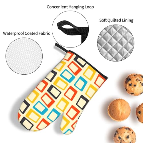 Mid Century Modern Oven Mitts and Pot Holders Sets of 3 (Modern Retro)