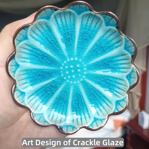 Ceramic Spoon Rest for Stove Top (Cracks Deco, Lake Blue)