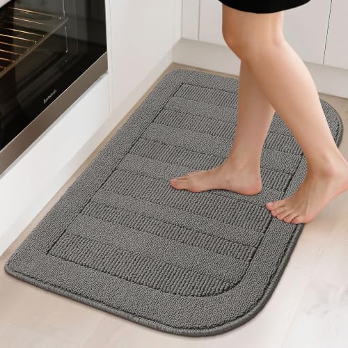 24x36 Inch Kitchen Rugs Non Slip Washable Kitchen Sink Rug (2' x 3' (Semicircular) / Grey)