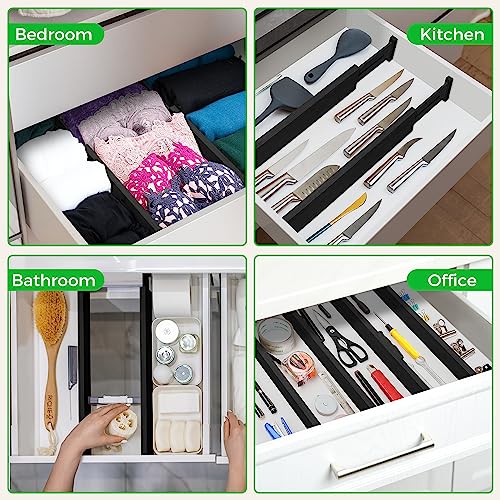 4 Pack Bamboo Drawer Dividers Organizer with Inserts 2.6'' High (4 Count)