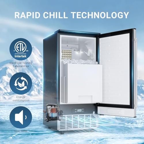Commercial Under Counter Ice Maker with Drain Pump (Steel Silver)
