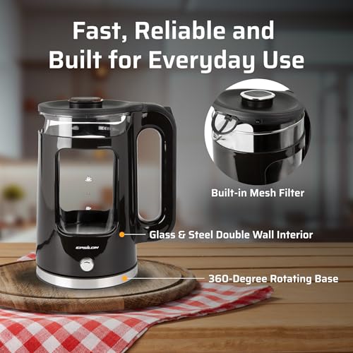 1.7L Glass Electric Kettle (EK Black Vented)