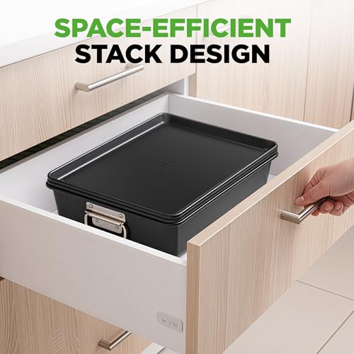 8 Piece Stackable Nonstick Bakeware Set (Black)