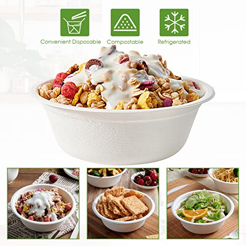 180 Pack 16 OZ Compostable Paper Bowls (16 OZ White)